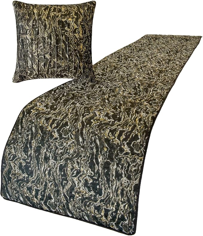 The HomeCentric King/Queen/Twin Black Decorative Bed Runner CA King 86"x18" Bed - Image 4