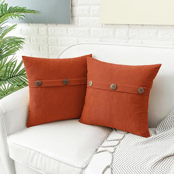 HWY 50 Burnt Orange Chenille Throw Pillow Covers 16x16 Inch - Image 4