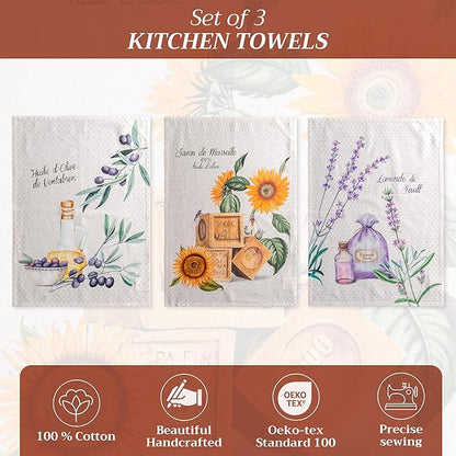Maison d' Hermine Kitchen Towels Set of 3 100% Cotton 27.50" x 20" Reusable - Image 2