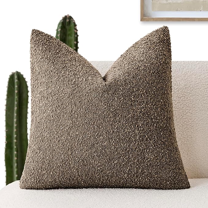 Foindtower Decorative Textured Boucle Throw Pillow Covers Accent Solid Pillow by Foindtower
