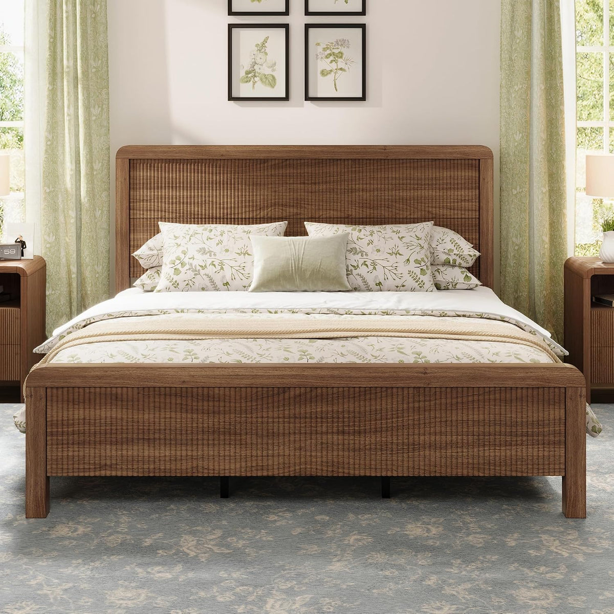 amerlife wood king size bed frame with fluted, main product view