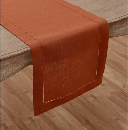 Solino Home Linen Cinnamon Hemstitch Table Runner 48 Inches - Image 2