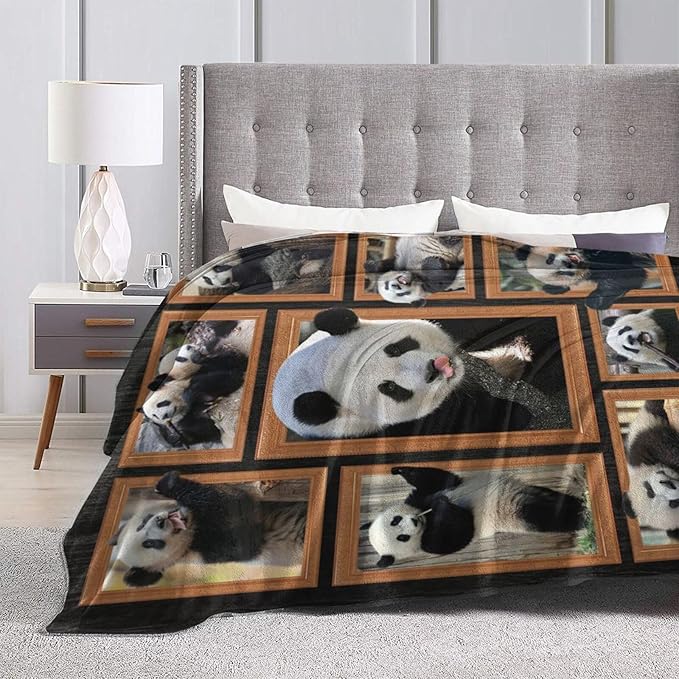 Panda Blanket Panda Throw Blanket Flannel Stuff Merch Cozy Decor Fleece Plush - Image 4