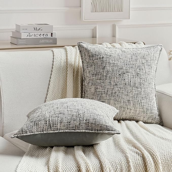 FUTEI Black Decorative Throw Pillow Covers 18x18 Inch Set of 2, Soft Chenille - Image 4
