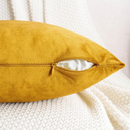 HWY 50 Dark Gold Velvet Throw Pillow Covers 18x18 Inch - Image 3