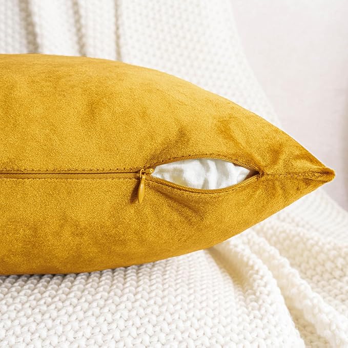 HWY 50 Dark Gold Velvet Throw Pillow Covers 22x22 Inch - Image 3
