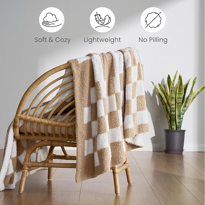 Joiedomi Throw Blanket for Couch Bed, Checkered Knitted Blankets Gifts for - Image 8