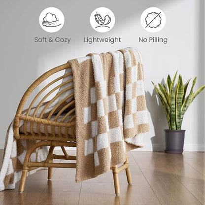 Joiedomi Throw Blanket for Couch Bed, Checkered Knitted Blankets Gifts for - Image 8