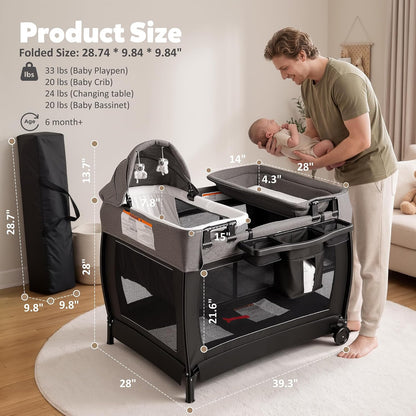 todefull 4 in 1 foldable pack and play on a desk or shelf