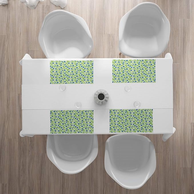 Ambesonne Fruits Place Mats Set of 4, Flowering Blueberry Blossoms Vivid Leaf - Image 2