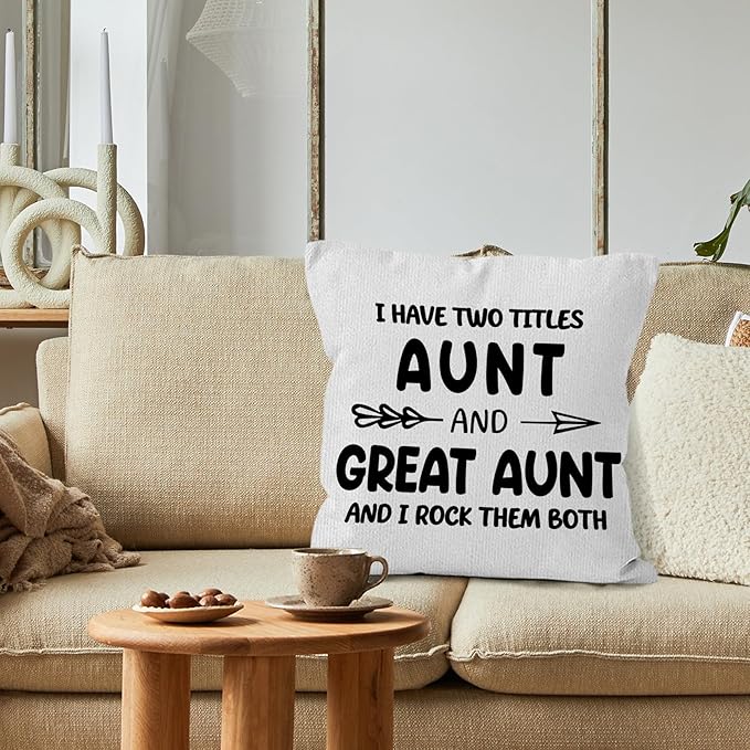 Great Aunt Gifts Throw Pillow Covers 18x18, Christmas Great Aunt Auntie - Image 3