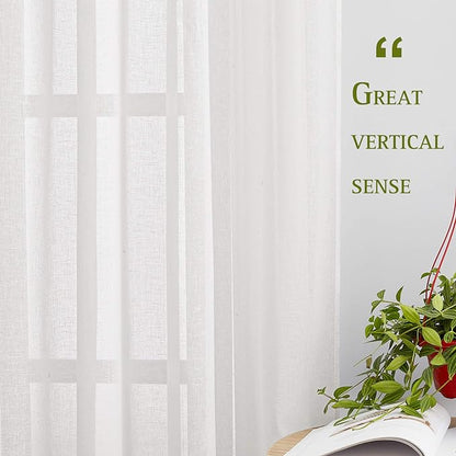NICETOWN White Linen Kitchen Curtains 54 inches Long, Grommet Short Curtains & - Image 5