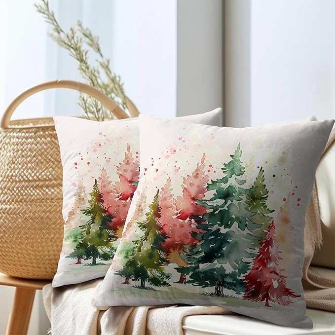 Christmas Tree Outdoor Throw Pillow Cover 24x24 Inch Set of 2 Winter Colorful - Image 7