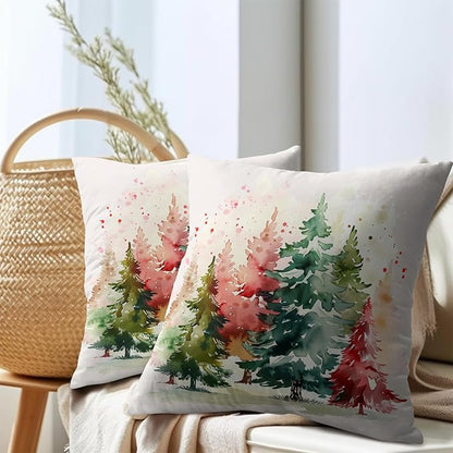 Christmas Tree Outdoor Throw Pillow Cover 24x24 Inch Set of 2 Winter Colorful - Image 7
