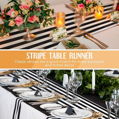 Striped Table Runner Polyester Decor Striped Design Modern Table Runner Elegant - Image 5