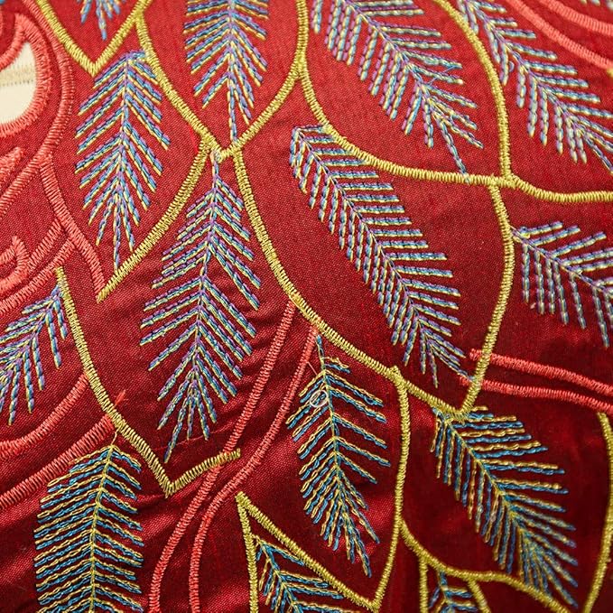 vctops Embroidered Peacock Decorative Throw Pillow Case Silky Satin Cushion - Image 5