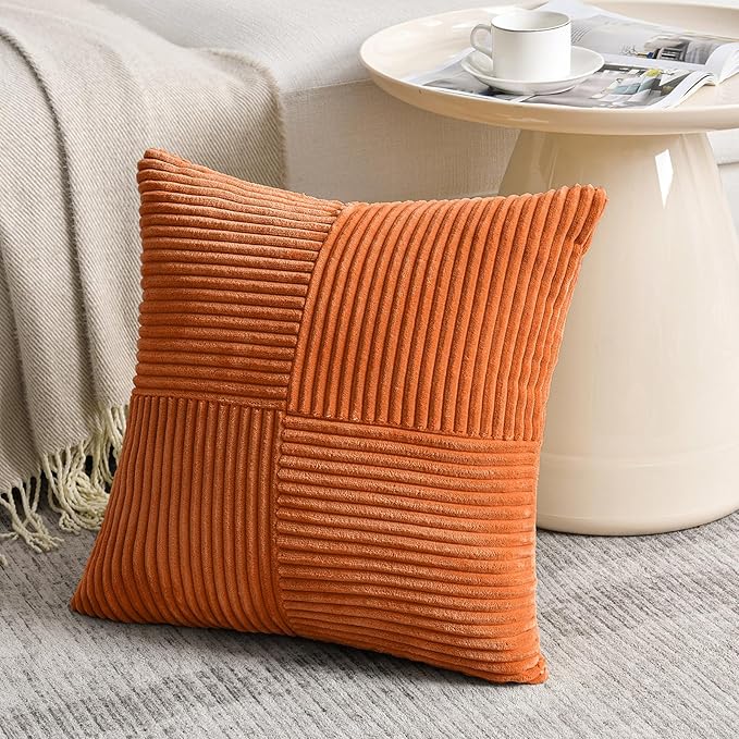 Fancy Homi 2 Packs Orange Fall Decorative Throw Pillow Covers 16x16 Inch - Image 2