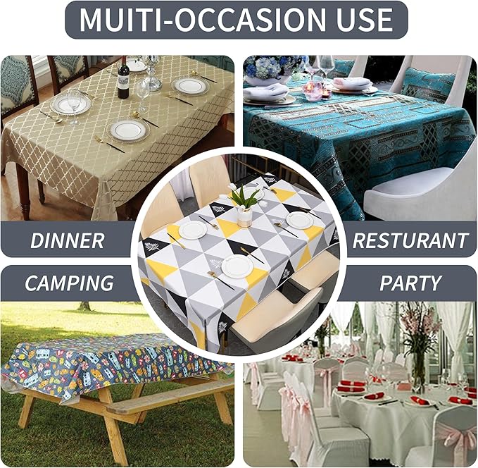 Rectangle Table Cloth, 100% Waterproof Tablecloth Oil Proof Spill Proof Vinyl - Image 5