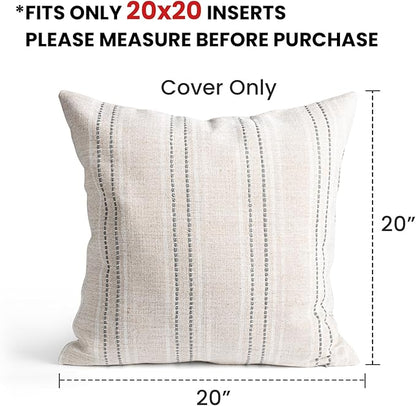 AELS 20x20 Decorative Farmhouse Linen Throw Pillow Covers, Boho Textured Pillow - Image 2