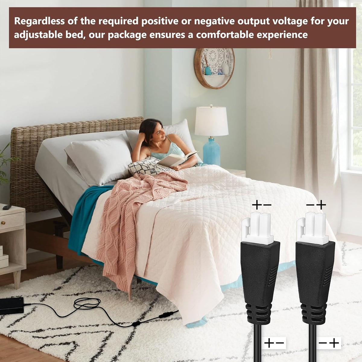 adjustable bed base power supply adapter, electric bed on a desk or shelf