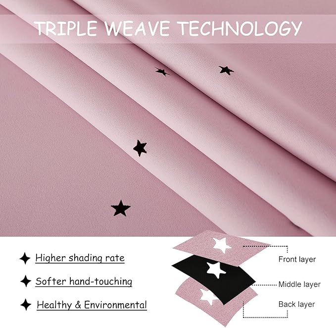 NICETOWN Pink Star Cutout Curtains - Image 6