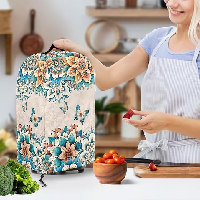 Floral Butterflies Blender Dust Cover Kitchen Appliance Oil-Proof Food - Image 3