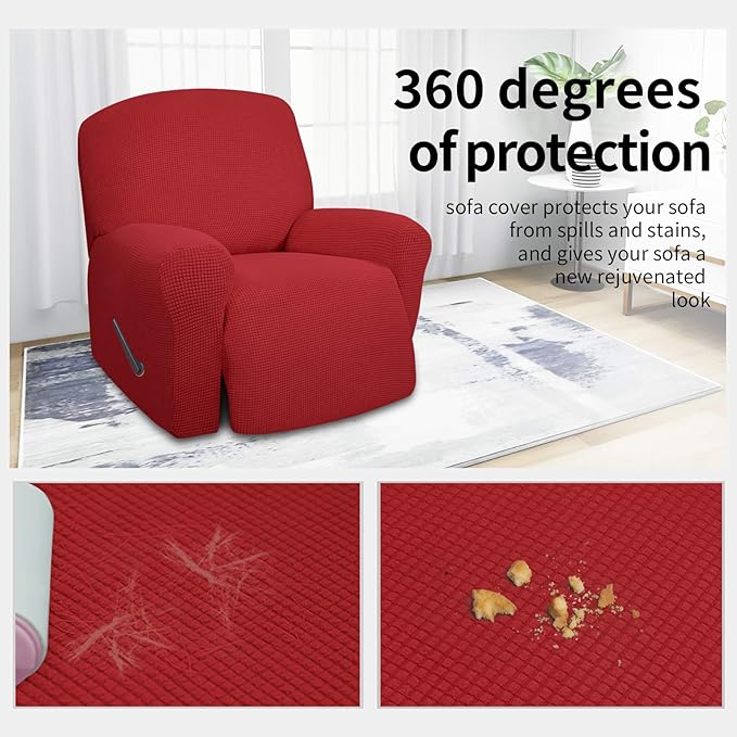 Easy-Going 4 Pieces Oversized Recliner Stretch Sofa Slipcover Sofa Cover - Image 3