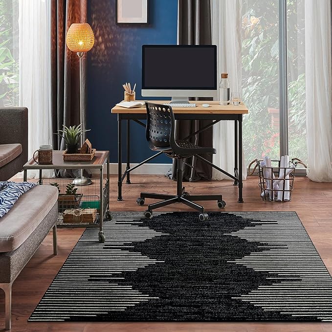Rugshop Bohemian Stripe Stain Resistant High Traffic Living Room Kitchen - Image 9