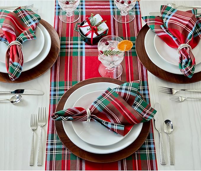 Solino Home Linen Tartan Plaid Table Runner 108 Inches Long - Image 8