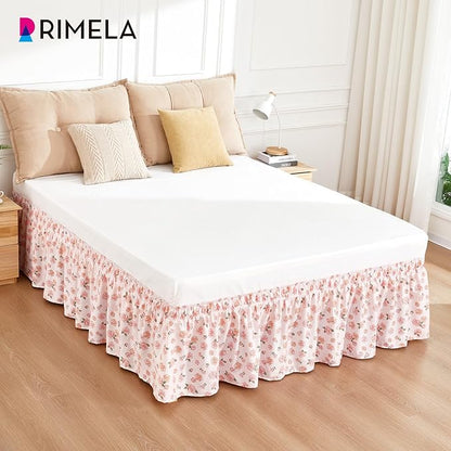 RIMELA Pastel Rose Bed Skirt Queen Size 15 Inch Drop, Elastic Bed Skirting - Image 2