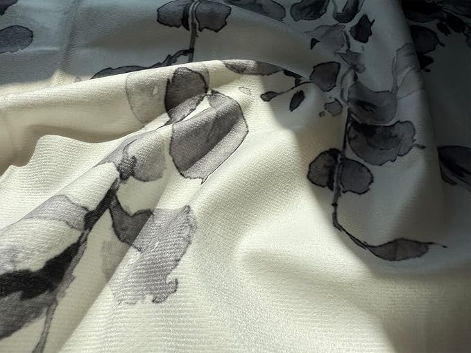 Watercolor Grey Leaves Window Valance - Image 3