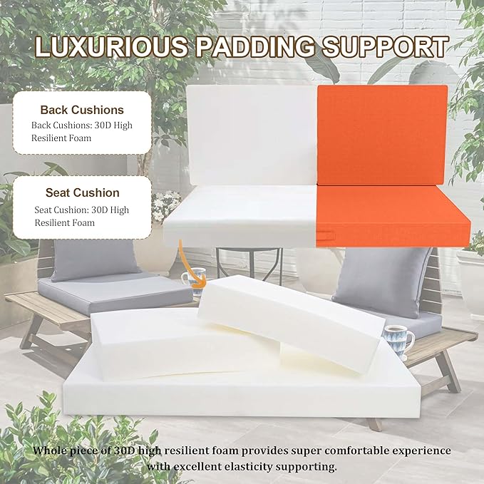 Outdoor Loveseat Cushion Set 46 x 26 Inch, Waterproof & Fade-Resistant Deep - Image 6