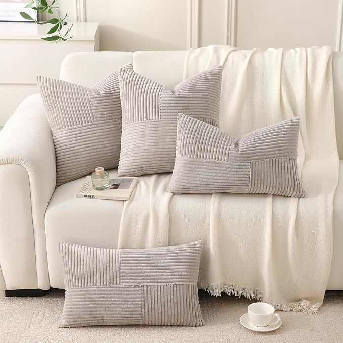Taupe Throw Pillow Covers 20x20 inch, Farmhouse Home Decor, Boho Decorative - Image 2