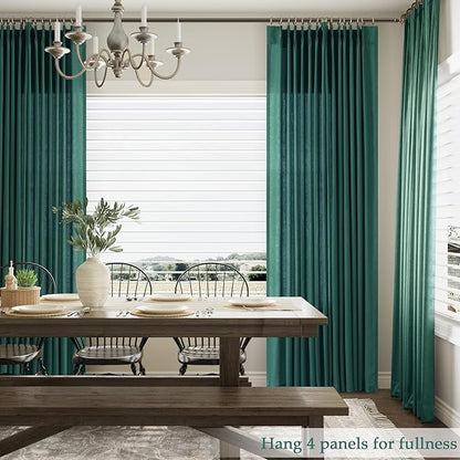 Dark Green Pinch Pleated Linen Curtains 102 Inch Length 2 Panels - Image 8