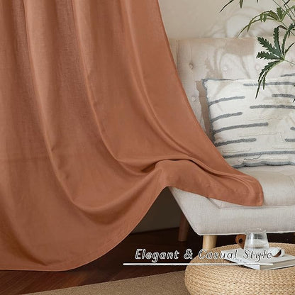 NICETOWN Caramel Short Linen Curtains - Image 4
