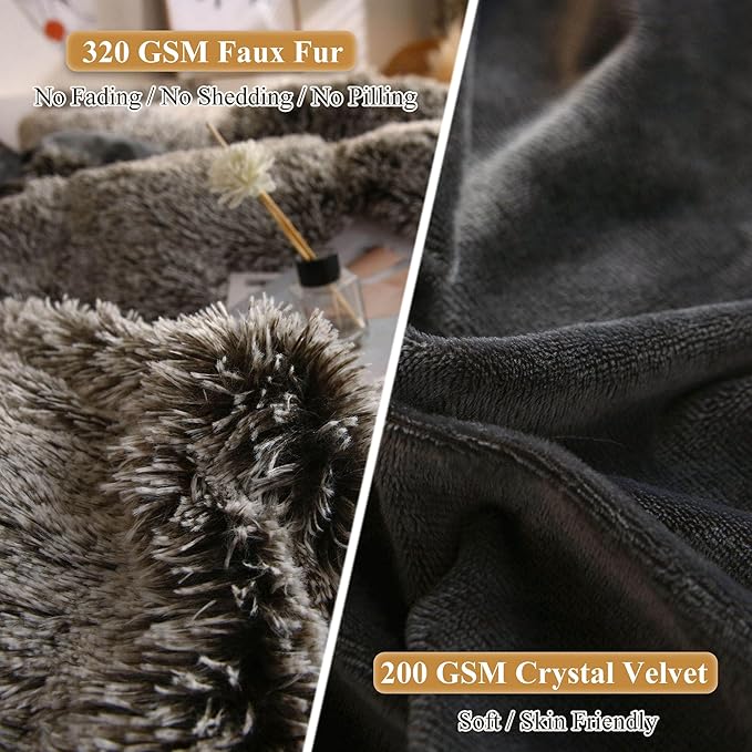 XeGe 2 Pieces Faux Fur Throw Pillow Covers, Shaggy Fluffy Cushion Covers - Image 4