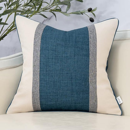 Yangest Patchwork Pillow Cover 24x24 Inch Luxury Cotton and Linen Cushion Cover by Yangest