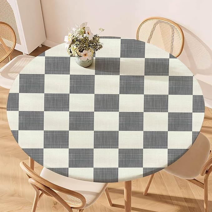 Buffalo Plaid Fitted Round Tablecloth by Unknown