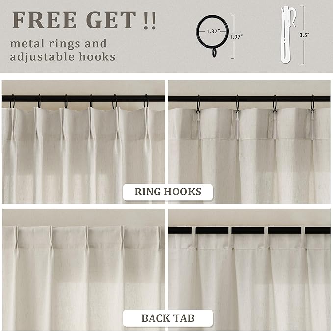 Pinch Pleat 120 Inch Linen Curtains - Image 3