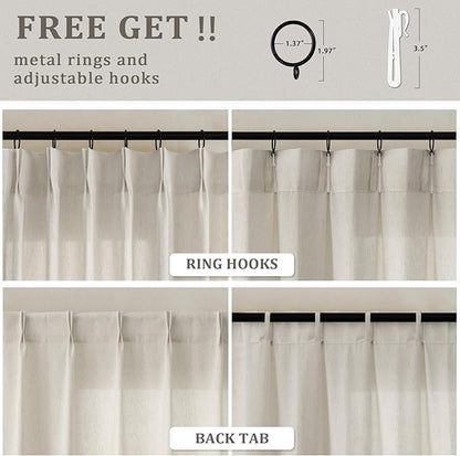 72 x 96 Inch Pinch Pleated Linen Curtains - Image 3