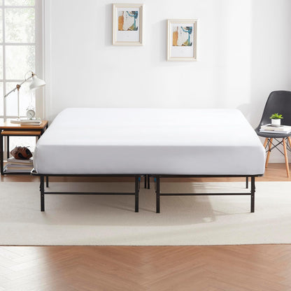nestl foldable full size platform bed frame, metal showing dimensions