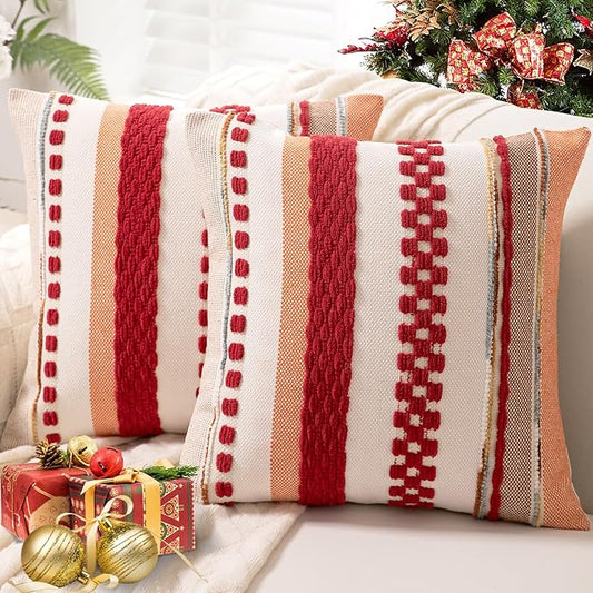Boho Throw Pillow Covers 18x18 Set of 2 Christmas Decorative Cushion Case by Unknown