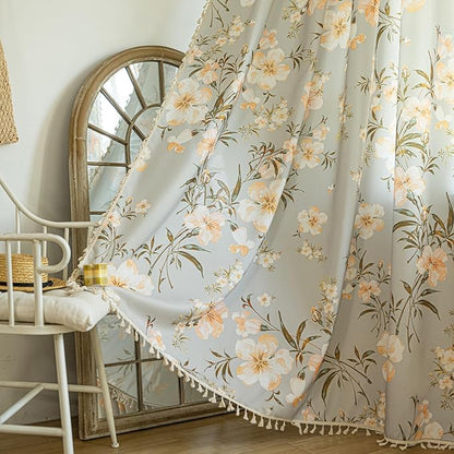 ENJOYBRIDAL Floral Curtains 63 Inch Long Living Room Bedroom Drapes Boho Dining by ENJOYBRIDAL