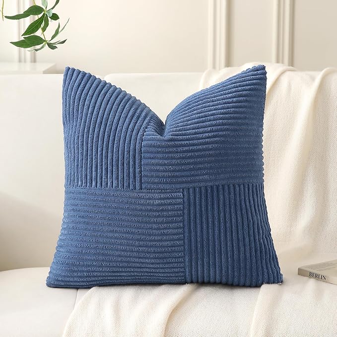 Denim Blue Throw Pillow Covers 20x20 inch, Farmhouse Home Decor, Boho - Image 6