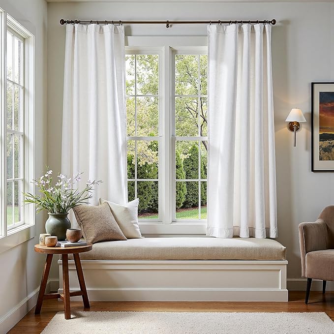 jinchan Linen Blend Curtains 72 inch Length 2 Panels - Image 3