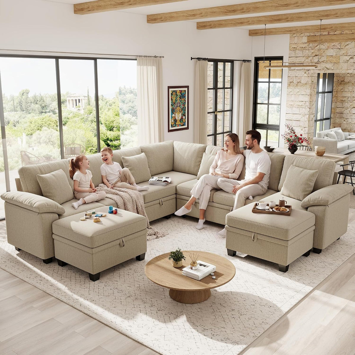 ihanherry 108" modular sectional sofa with pull out shown in use