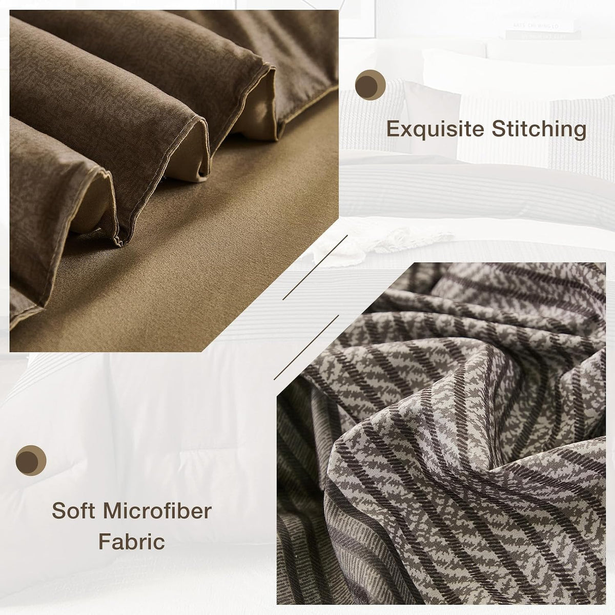 brown comforter set queen, reversible coffee brown patchwork, package contents