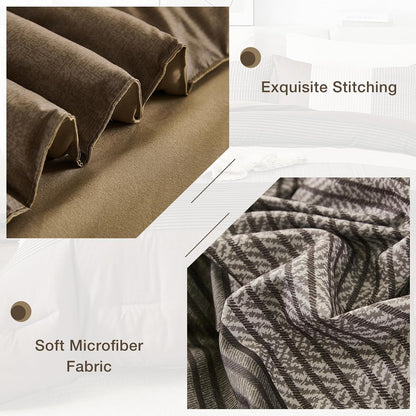 brown comforter set queen, reversible coffee brown patchwork, package contents