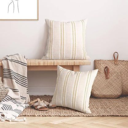 AELS 20x20 Decorative Farmhouse Linen Throw Pillow Covers, Boho Textured Pillow - Image 4