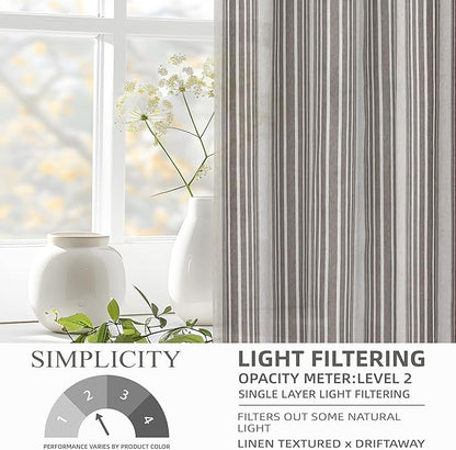 DriftAway Farmhouse Vertical Striped Linen Blend Textured Light Filtering Semi - Image 3